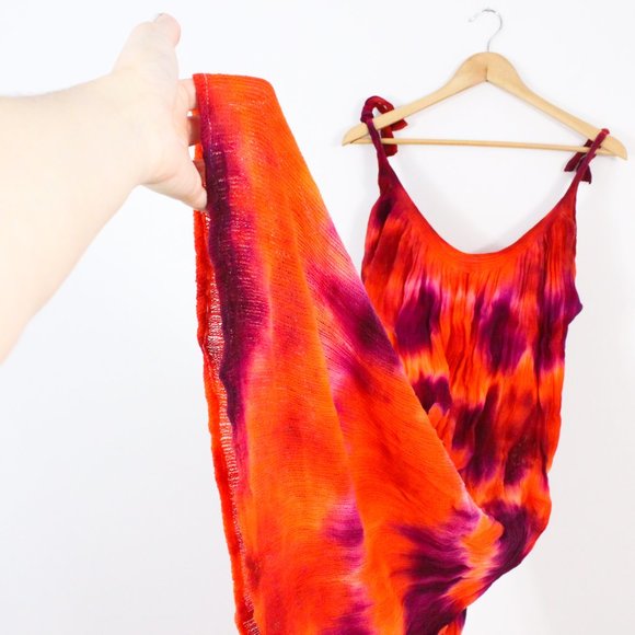 *Red & Purple Tie Die Maxi Dress - Picture 4 of 4